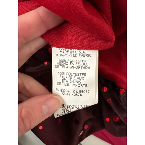 Vintage Y2K Jump Apparel Red Satin Spaghetti Strap Dress Ruched Bodice Sparkle - Picture 11 of 12